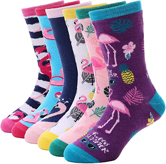 Girls Cotton Socks Cute Unicorn Pattern Soft Novelty Youth Socks For Girls Kid Child 6 Pack