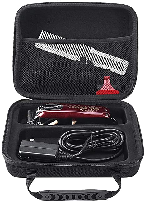 Esimen Hard Travel Case for Wahl Professional 5-Star Cord/Cordless Magic Clip #8148 Wahl Professional Series Detailer #8081#8451 Charging Adapter Accessories Carry Bag Protective Storage Box (Black)