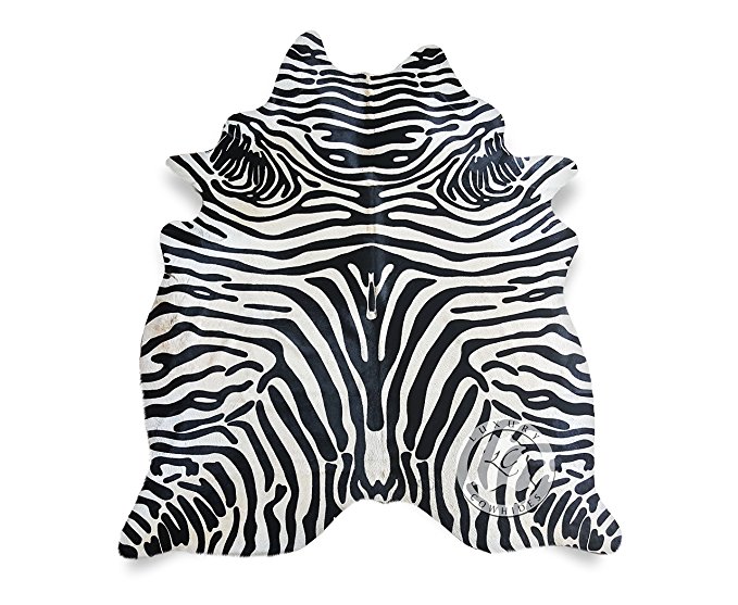 Zebra Cowhide Rug Black on Off White Animal Print Cowhide Rug 6ft x 7ft 180cm x 210cm