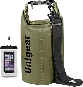 Unigear Dry Bag, 2L/5L/10L/20L/30L/40L, wasserdichter Beutel Rucksack, wasserdichte Taschen Seesack Packsack mit Handytasche und Gurte für Boot, Kajak, Angeln, Rafting, Schwimmen, Camping und Strand