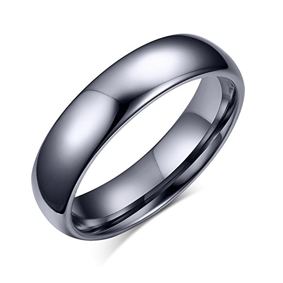 SOLEED Tungsten Wedding Band For Men, 6mm Silver Genuine Tungsten Carbide Ring Plain Dome Polished