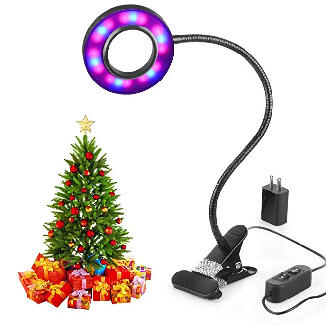 LED Grow Light,Aokey Led Plant Light 10w Grow Lamp Adjustable 3 Modes&2-Level Dimmable Clip Desk Lamp with 360 ° Flexible Gooseneck for Office, Home, Indoor Garden Greenhouse Hydroponic Indoor Plants Veg and Flower