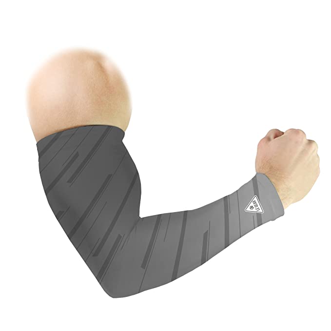 Le Gear - ST-004 Stripe Series Arm Sleeves (Greyish White and Silver, Free Size)