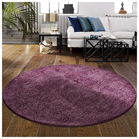 Superior Hand Tufted Thick, Plush, Cozy Quality Shag Textured Area Rugs, Purple - 4' Round