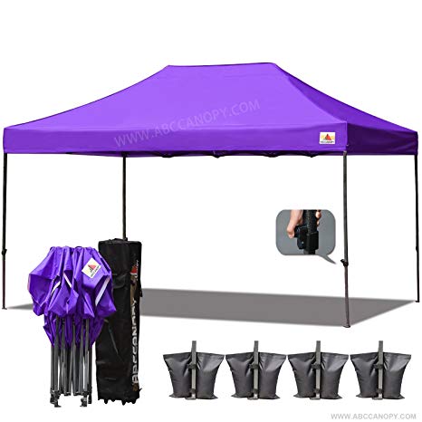 ABCCANOPY 18 colors 10x15 Pop up Tent Instant Canopy Commercial Outdoor Canopy with Wheeled Carry Bag Bonus 4x Weight Bag (Purple-1)