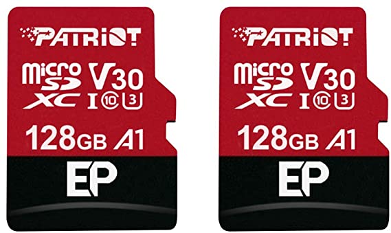 Patriot 128GB A1 / V30 Micro SD Card for Android Phones and Tablets, 4K Video Recording - 2 Pack Retail Units