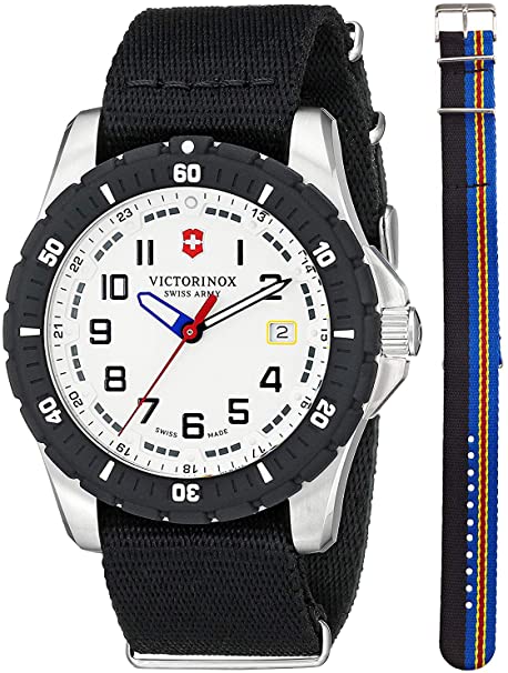 Victorinox Swiss Army Maverick Steel 241676.1 Mens Watch White Dial Nylon NATO Strap