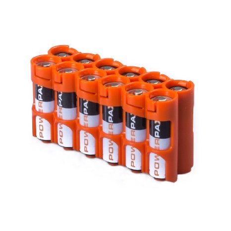 Storacell by Powerpax AA 12 Pack Battery Caddy Orange - Holds 12 AA Batteries