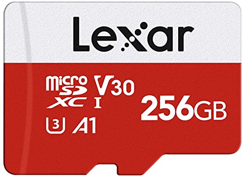 Lexar 256GB Micro SD Card, microSDXC UHS-I Flash Memory Card with Adapter - Up to 100MB/s, A1, U3, Class10, V30, High Speed TF Card