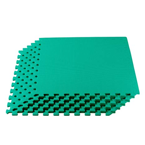 We Sell Mats Multipurpose Exercise Floor Mat with EVA Foam, Interlocking Tiles, Anti-Fatigue, for Home or Gym, 24 x 24 x 3/8 Inches