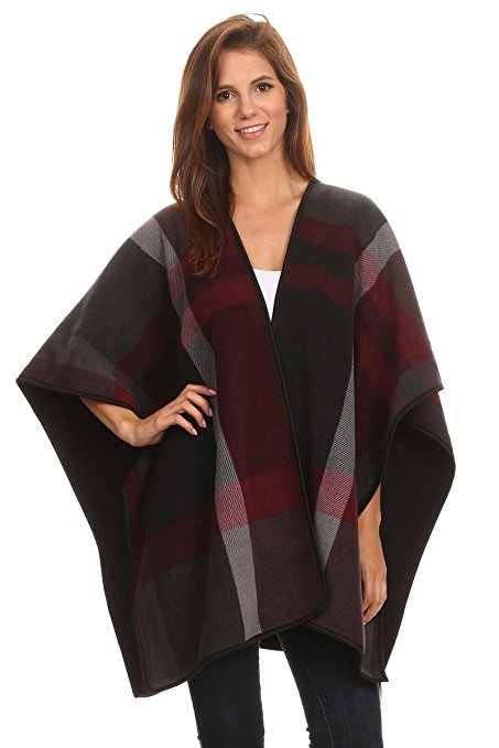 LL Blanket Open Front Poncho Ruana Knit Cardigan Sweater Shawl Wrap Many Styles