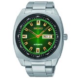 Seiko Mens SNKM97 Analog Display Green Dial Automatic Silver Toned Steel Watch