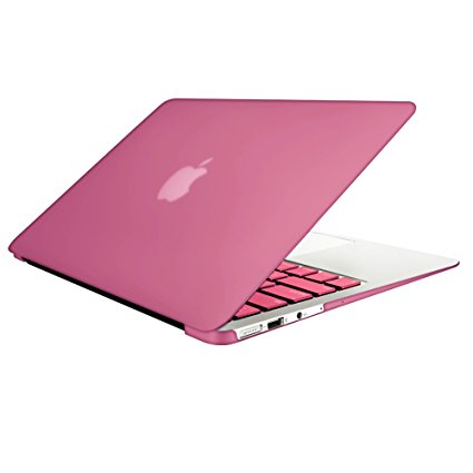 MacBook-Air-13, SlickBlue Lightweight Ultra Slim Rubber Coated Hard Case Cover With Keyboard Skin for MacBook Air 13-Inch (Model : A1369 and A1466) - Baby Pink