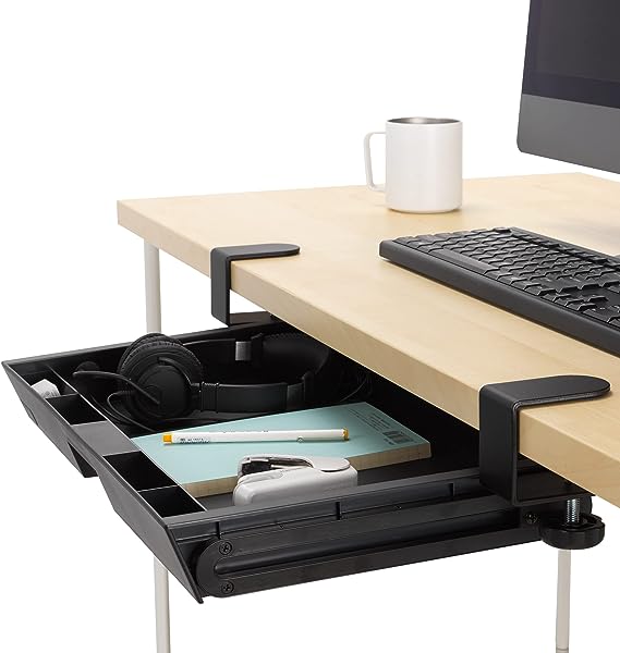 Kensington Clamp-On Storage Drawer, Under Desk Storage Drawer & Damage-Free Installation (K52175WW)