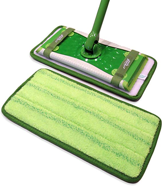 Swiffer Sweeper Compatible, Microfiber Mop Pads by Easily Greener, Reusable Refills for Wet & Dry Use, 2 Count