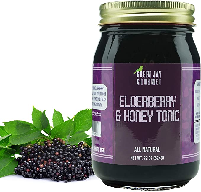 Green Jay Gourmet Elderberry Tonic – All Natural Elderberry Syrup – Elderberry Immune Support for Kids & Adults – Powerful Elderberry & Honey Antioxidant Blend – Sambucus Elderberry Syrup – 22 Ounces