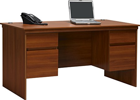 Altra Presley Executive Desk with File Drawers, Expert Plum