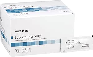 McKesson Lubricating Jelly - Water Based Non-Sticky, Non-Greasy Lubricant Gel - Sterile, Water Soluble, Medical Grade - Individual Packets, 5 g, 144 Count, 1 Pack