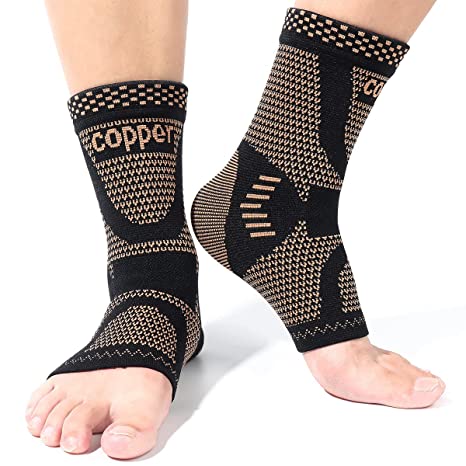 Copper Infused Compression Ankle Brace, Ankle Support Sleeve for Men & Women, for Foot Pain Relief, Plantar Fasciitis, Sprained Ankle, Achilles Tendonitis, Recovery, Ankle Support and Protection (M)