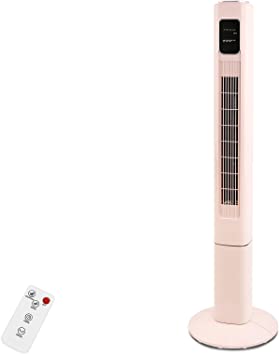 R.W.FLAME Tower Fan with Remote Control, Standing Fan for Office, Oscillating Fan for Home with Children/Pets/Elders, Time Settings,LCD Display,45W, Oscillation, 47", Pink