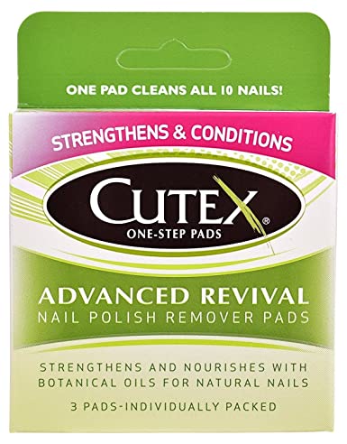 Cutex One-Step Pads, Advanced Revival Nail Polish Remover Pads, 3 count