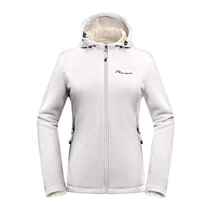 OutdoorMaster Women's Fleece Jacket - Waterproof & Stain Repellent, Ultra Soft Plush Lining & Optional Hoodie - Full-Zip