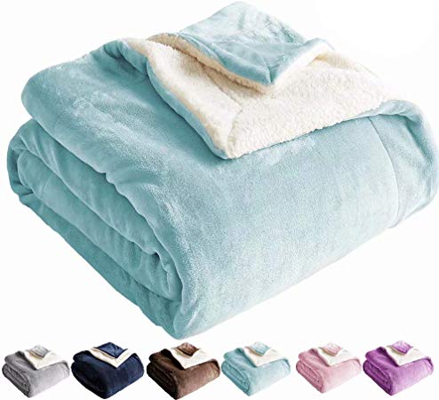 Shilucheng Sherpa Fleece Blanket King Size Turquoise Plush Throw Blanket Super Fuzzy Soft & Warm Couch Blankets Microfiber All Seasons Winter(King,Turquoise)