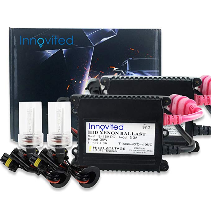 Innovited DC 35W Xenon HID Lights Kit"All Bulb Sizes and Colors" with Premium Slim Ballast - H1-8000K - Ice Blue - 2 Year Warranty