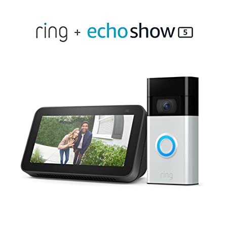 Ring Video Doorbell, Satin Nickel (2nd Gen, 2020 release) with Echo Show 5 (2nd Gen)