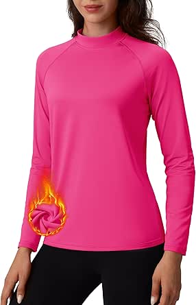 TACVASEN Women's Fleece Lined Thermal Shirts Mock Turtleneck Tops Long Sleeve Base Layer Workout Shirts