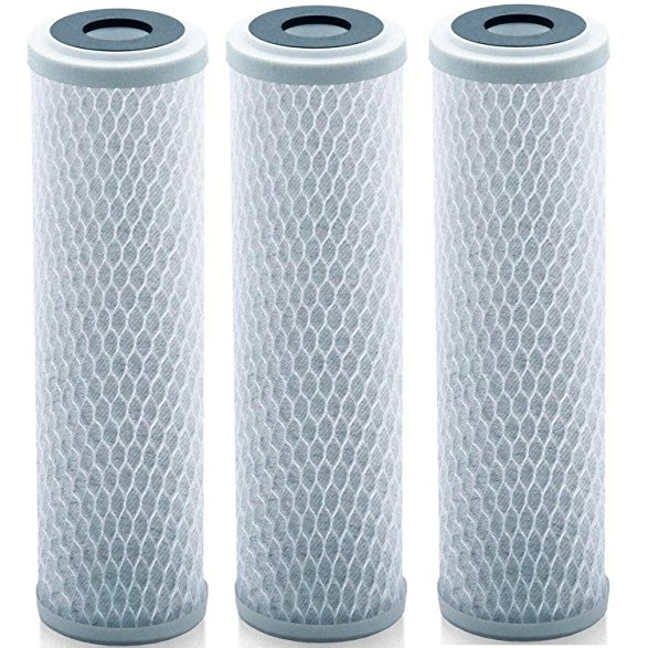 Universal 10 inch Carbon Block Water Filter Cartridge - Replacement CTO Water Purifier Filter, Activated Carbon (NSF 42 Certified) (3)