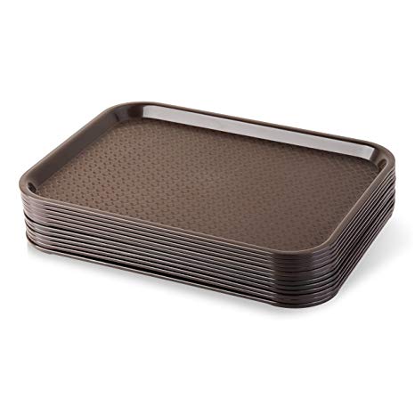 New Star Foodservice 24395 Brown Plastic Fast Food Tray, 10 by 14-Inch, Set of 12