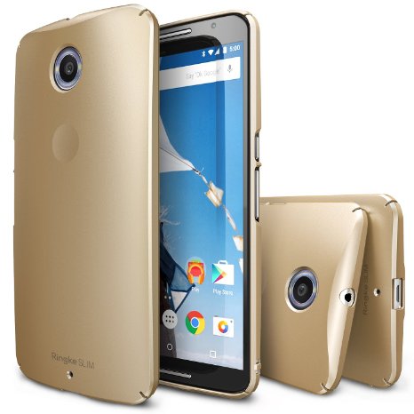 Nexus 6 Case Ringke Slim Ultra Thin Cover w Screen Protector Snug-Fit Essential Side to Side Edge Coverage Superior Coating PC Hard Skin for Google Nexus 6 - Royal Gold