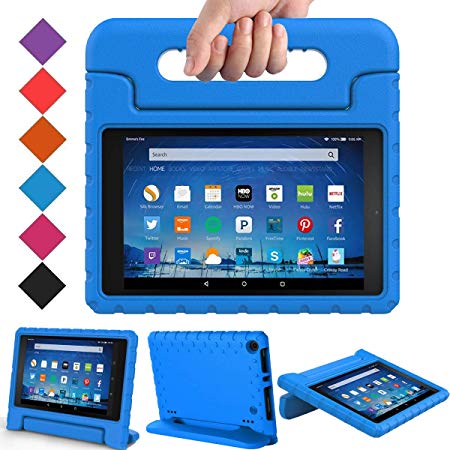 BMOUO Case for All-New Fire HD 8 2017/2018 - Light Weight Shock Proof Convertible Handle Kid-Proof Cover Kids Case for All-New Fire HD 8 Tablet (7th and 8th Generation, 2017 and 2018 Release), Blue