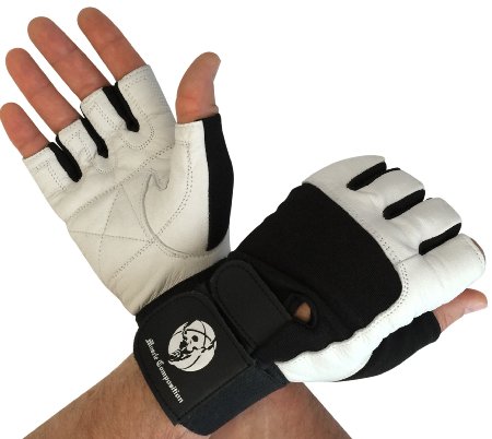 Gym Gloves with Wrist Support for Gym Workout, Crossfit,Weightlifting Black/White. Premium Quality Materials.
