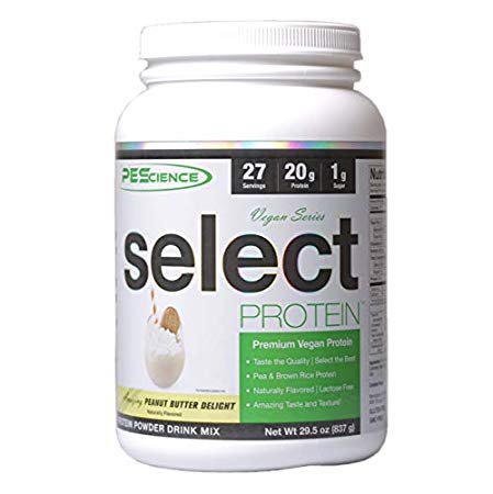 PEScience Select Vegan Protein, Peanut Butter Delight, 27 Serving, Premium Pea and Brown Rice Blend