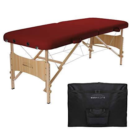Saloniture Basic Portable Folding Massage Table - Burgundy