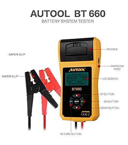 Autool BT660 Battery Conductance Tester 12V/24V BT-660 Auto Battery Testers Automotive Diagnostic Tools For Heavy Duty Trucks, Light Duty Truck, Cars