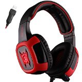 SADES SA906 71 USB Surround Sound Stereo Over-the-Ear Gaming Headsets with Microphone Vibration LED Light for PC gamers Black