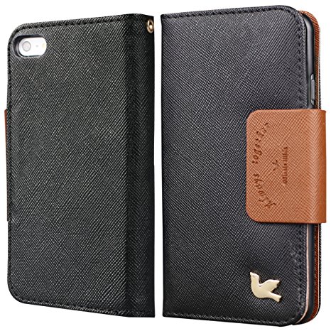 iPhone 6 Case,iPhone 6s Case,[Upgraded-Opened Volume and Power Button Ports,no Break Issues] By HiLDA,Wallet Case,PU Leather Case,Credit Card Holder,Flip Cover Skin[Black]