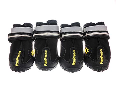 Xanday Dog Boots Waterproof Dog Shoes Paw Protectors with Reflective Straps and Wear-Resisting Soles 4Pcs