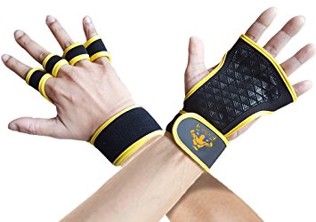 Best Crossfit Gloves with Sweatband, Wrist Support & Carrying Case By Tiger Fitness - Callus Guard & Extra Grip Strength for WODs, Weightlifting & Gym Workouts - For Men & Women
