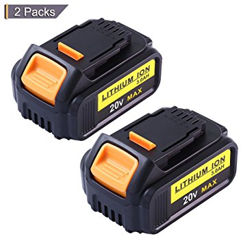 DCB205 Replacement for Dewalt 20V Max XR Battery 3.0Ah Lithium Ion DCB200 DCB201 DCB203 DCB204 DCB206 DCB207 High Capacity Cordless Power Tools (2Packs)