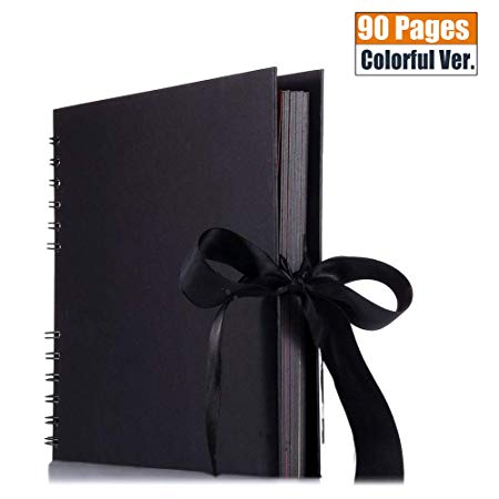Scrapbook Photo Album, Casaon DIY Photo Album 40 Black & 5 Colorful Sheets for Classification with Pen and Corner Stickers, Great Gifts for Baby Wedding Anniversary Birthday Graduation 90 Pages