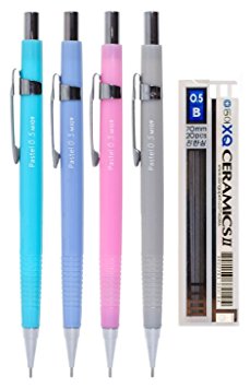 eMicro Pastel Jedo Mechanical Pencil M109 Bundle, 0.5mm, Assorted Colors (4-Pack   Lead)