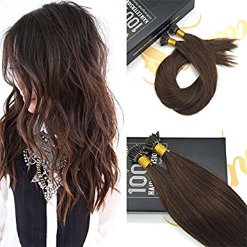 Sunny Medium Brown Color #4 Pre bonded I Tip Fusion Hair Extensions Remy Silky Straight Human Hair 20Inch 1g/Strand 50g/pack