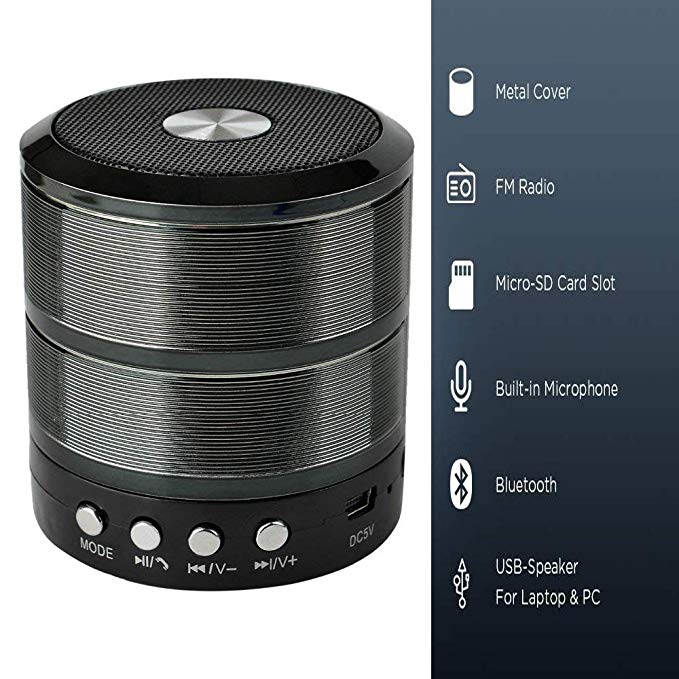 SWAPKART Mini Portable Bluetooth 4.1 Speaker with Mic, 3.5 mm AUX, Micro SD Card Support FM,(Colour May Vary)