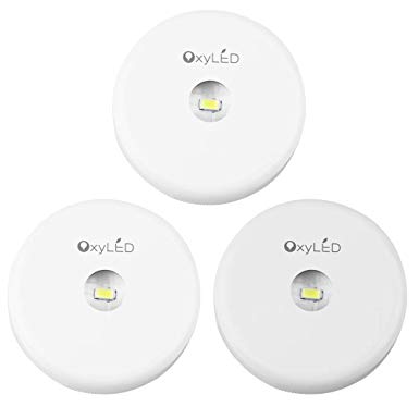 Touch Closet Light, OxyLED Cordless Battery-Powered LED Night Light, Safe Light, Led Tap Night Light for Stairs, Hallway, Bathroom, Kitchen, Cabinet (White - Pack of 3) (N05)