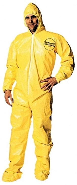 Dupont Large Yellow Tychem Qc Chemical Protection Coveralls