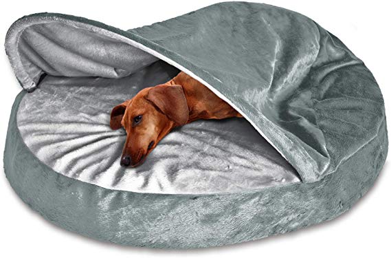 Furhaven Pet Dog Bed | Orthopedic Round Cuddle Nest Snuggery Burrow Blanket Pet Bed for Dogs & Cats - Available in Multiple Colors & Styles (Renewed)